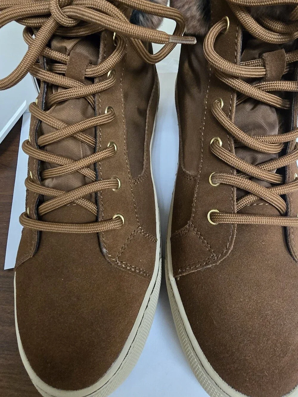 Cougar Danica Brown Suede Real Rabbit Fur Waterproof Winter Sneaker Boots NWT